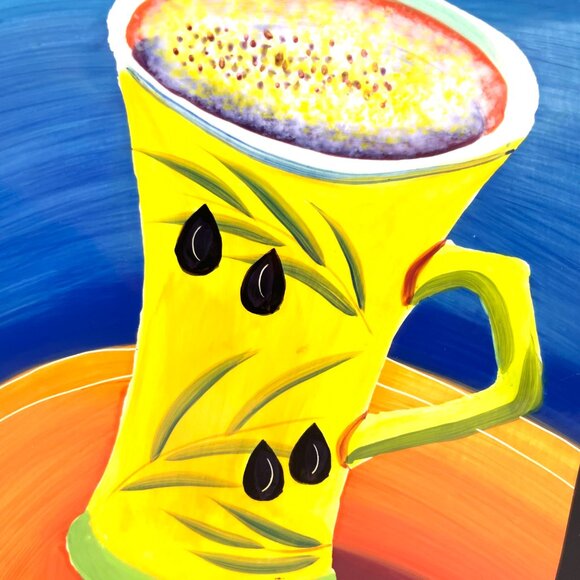 VTG Set of 4 Mary Naylor Designs Hand-Painted Coffee-Themed Plates 2003 9.75 in - Picture 9 of 11